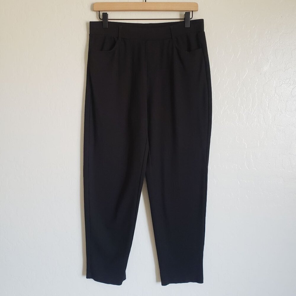 Intro. Stretch Pull-On Pants Black Size Womens Medium Pockets Soft Knit Mid-Rise